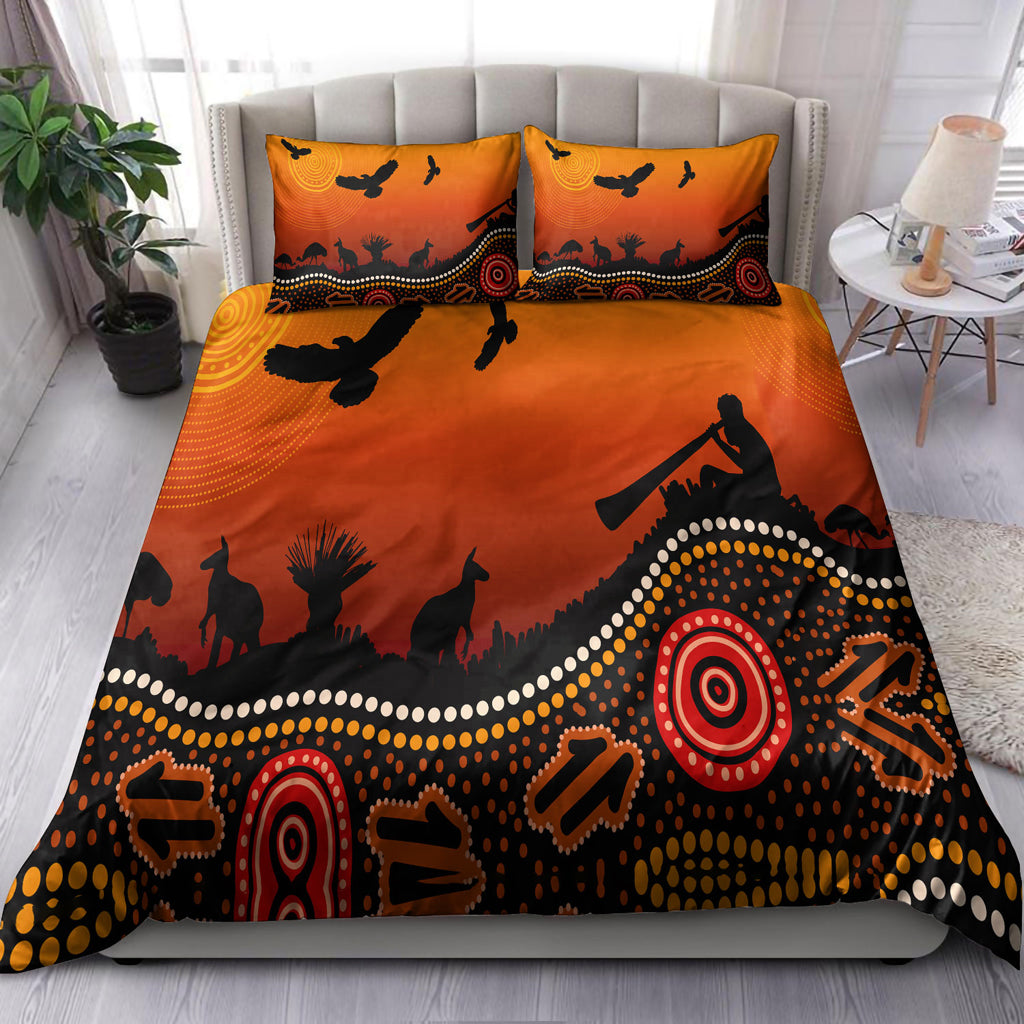 Australia Indigenous Bedding Set - Australia aboriginal inspired with beautiful landscape - Vibe Hoodie Shop