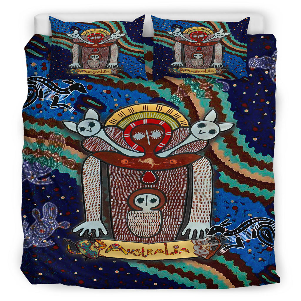 Australia Indigenous Bedding Set - Australia Wandjina With Animals - Vibe Hoodie Shop