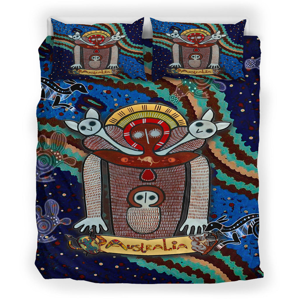 Australia Indigenous Bedding Set - Australia Wandjina With Animals - Vibe Hoodie Shop