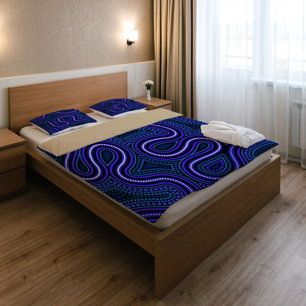 Australia Indigenous Bedding Set - Dot art connection concept Aboriginal inspired style - Vibe Hoodie Shop