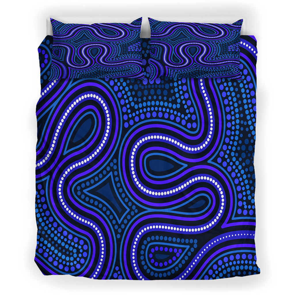 Australia Indigenous Bedding Set - Dot art connection concept Aboriginal inspired style - Vibe Hoodie Shop
