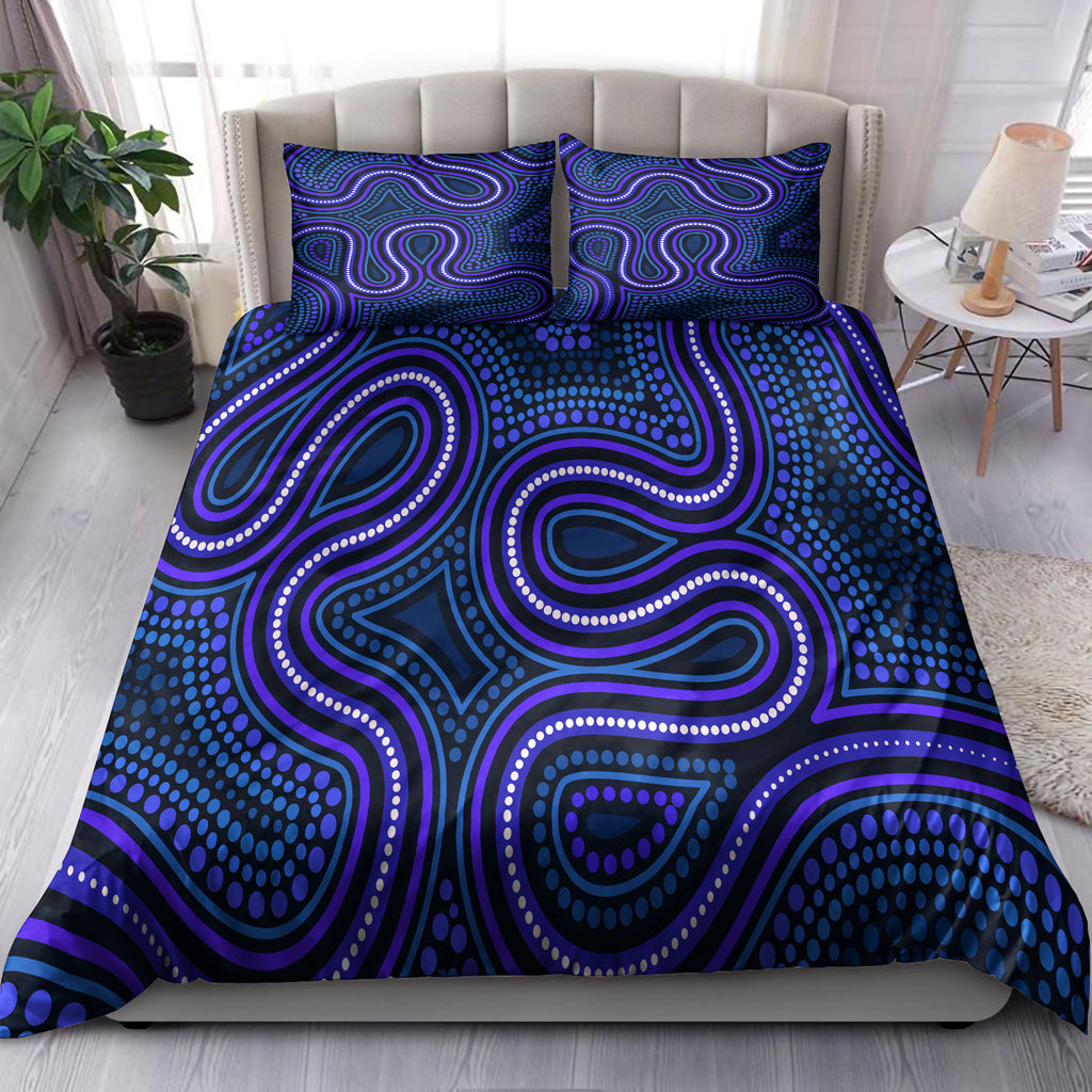 Australia Indigenous Bedding Set - Dot art connection concept Aboriginal inspired style - Vibe Hoodie Shop