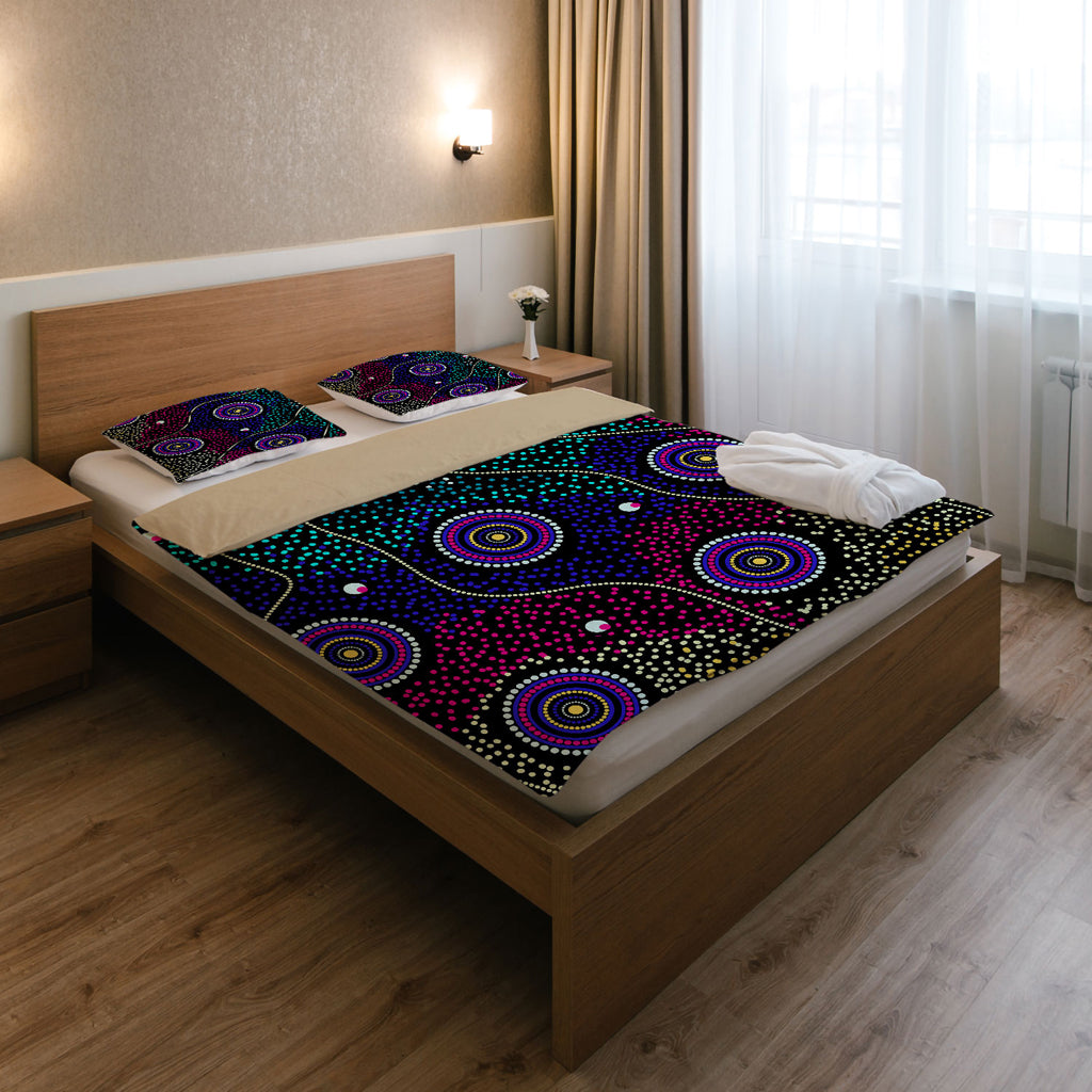 Australia Indigenous Bedding Set - Dreaming art aboriginal inspired background - Vibe Hoodie Shop