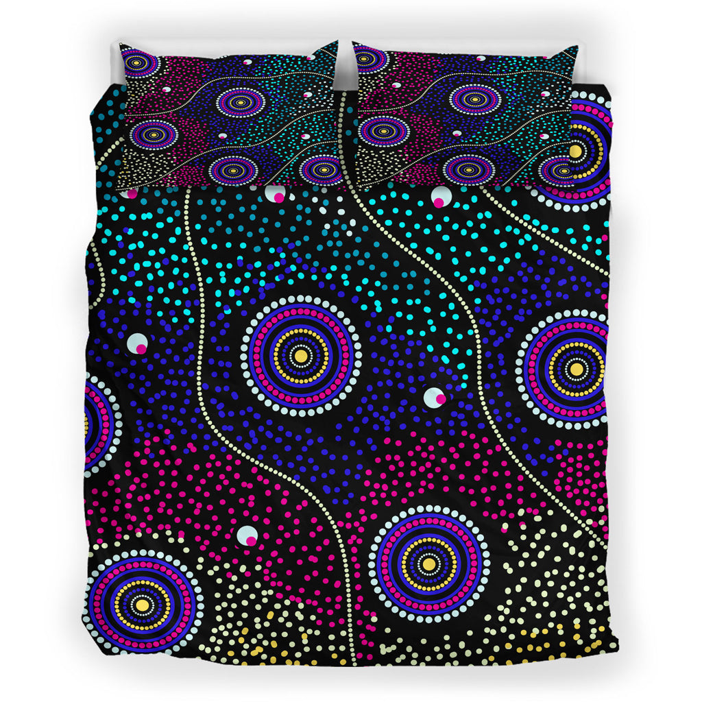 Australia Indigenous Bedding Set - Dreaming art aboriginal inspired background - Vibe Hoodie Shop