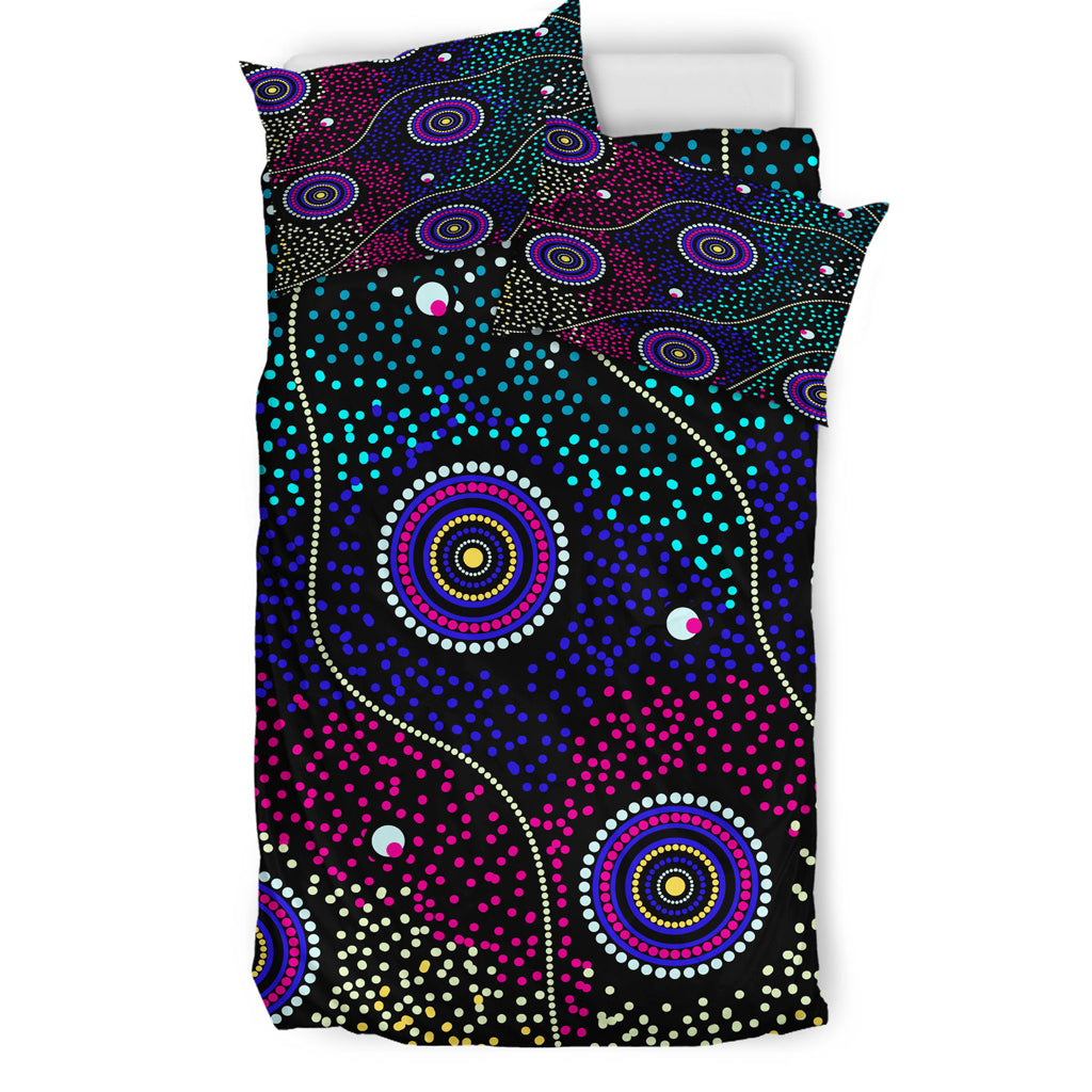 Australia Indigenous Bedding Set - Dreaming art aboriginal inspired background - Vibe Hoodie Shop