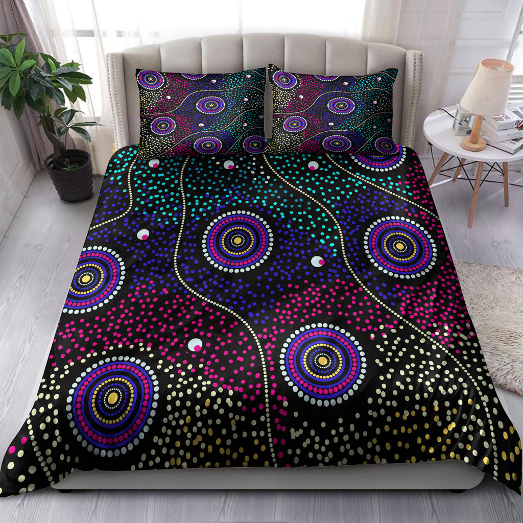 Australia Indigenous Bedding Set - Dreaming art aboriginal inspired background - Vibe Hoodie Shop