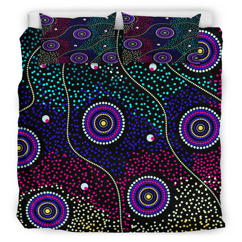 Australia Indigenous Bedding Set - Dreaming art aboriginal inspired background - Vibe Hoodie Shop