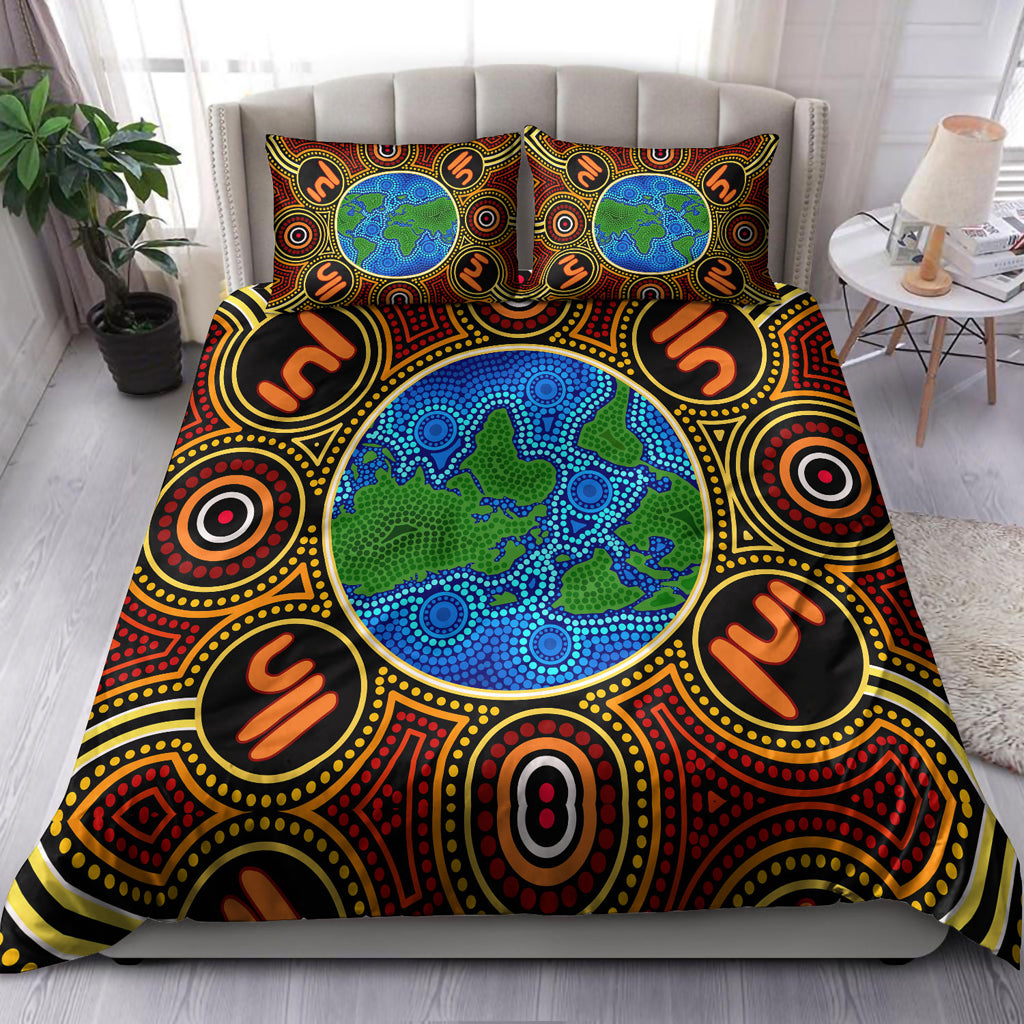 Australia Indigenous Bedding Set - Global Dot Art Aboriginal Inspired - Vibe Hoodie Shop