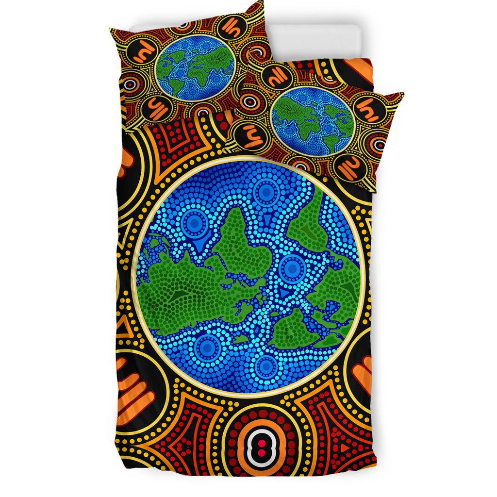 Australia Indigenous Bedding Set - Global Dot Art Aboriginal Inspired - Vibe Hoodie Shop