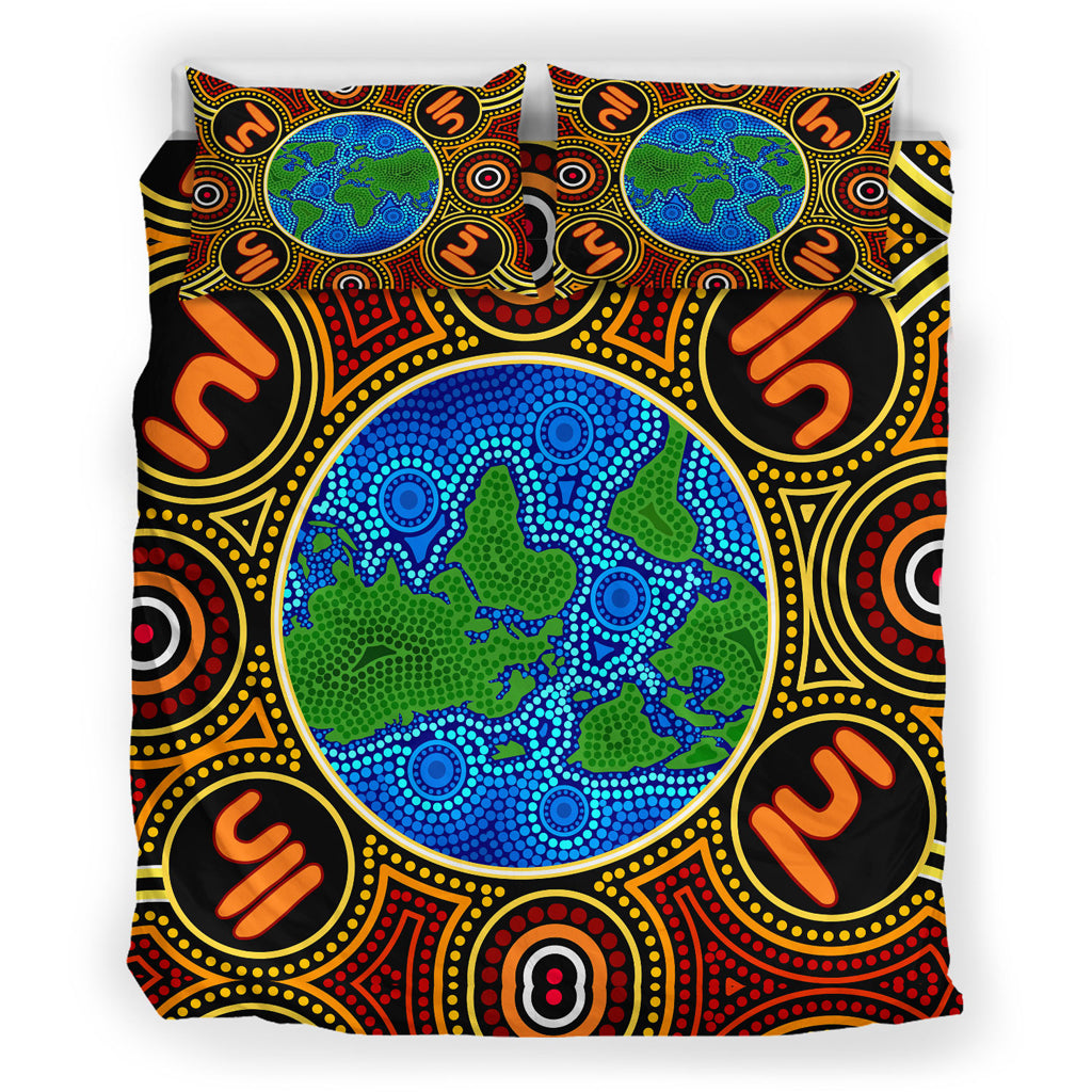 Australia Indigenous Bedding Set - Global Dot Art Aboriginal Inspired - Vibe Hoodie Shop