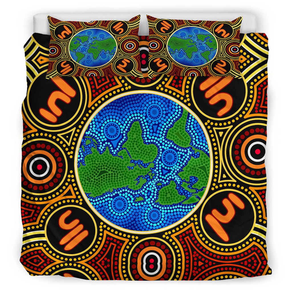 Australia Indigenous Bedding Set - Global Dot Art Aboriginal Inspired - Vibe Hoodie Shop
