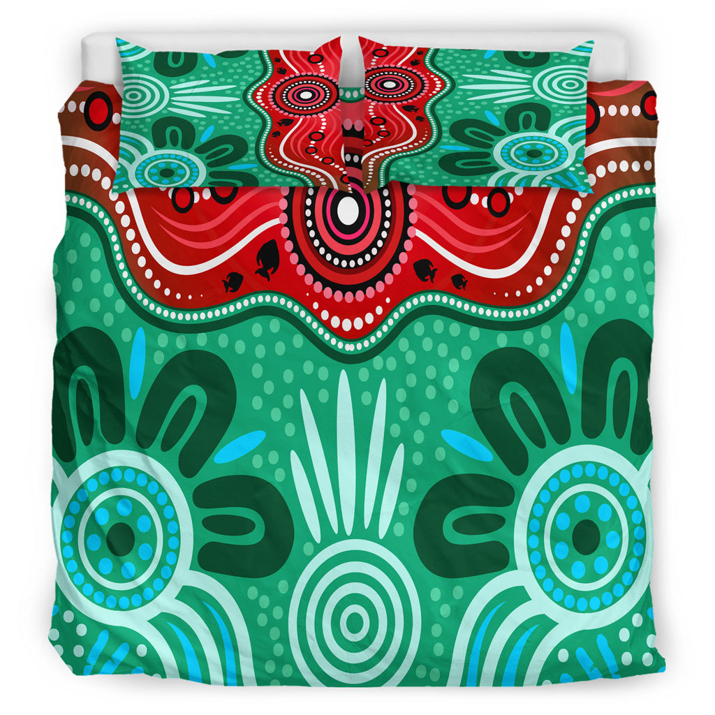 Australia Indigenous Bedding Set - Indigenous dot art River concept - Vibe Hoodie Shop