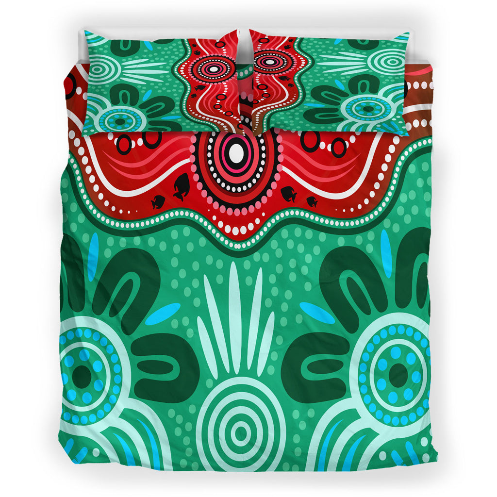 Australia Indigenous Bedding Set - Indigenous dot art River concept - Vibe Hoodie Shop