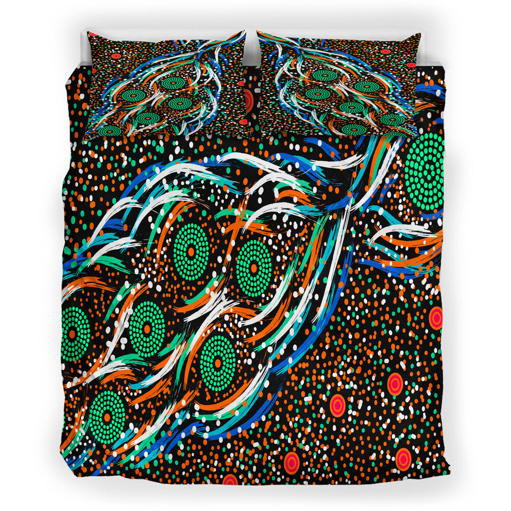 Australia Indigenous Bedding Set - Star dreaming story aboriginal inspired art background - Vibe Hoodie Shop