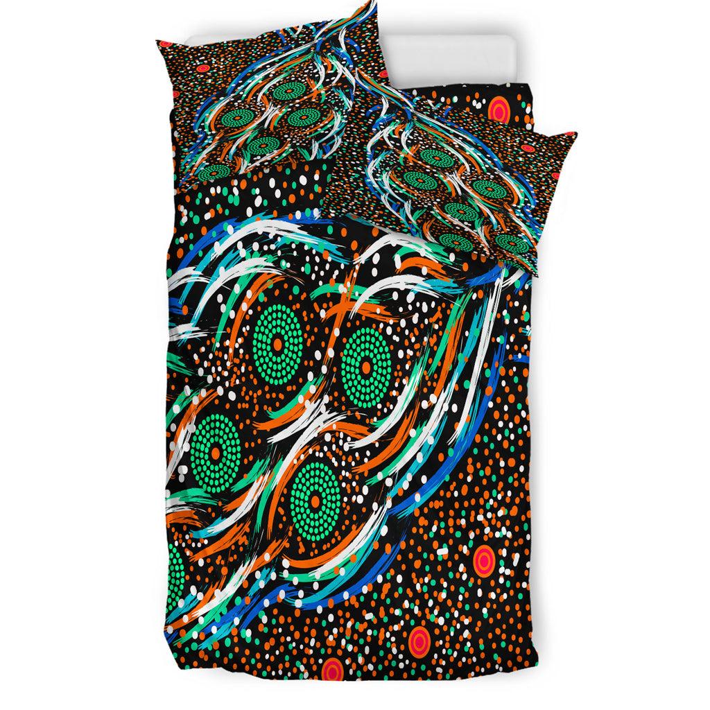 Australia Indigenous Bedding Set - Star dreaming story aboriginal inspired art background - Vibe Hoodie Shop
