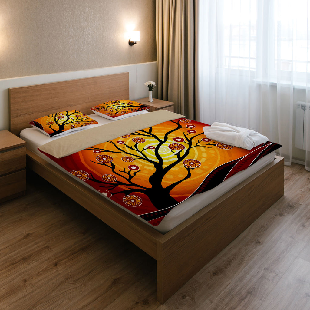 Australia Indigenous Bedding Set - Tree on the hill aboriginal inspired - Vibe Hoodie Shop