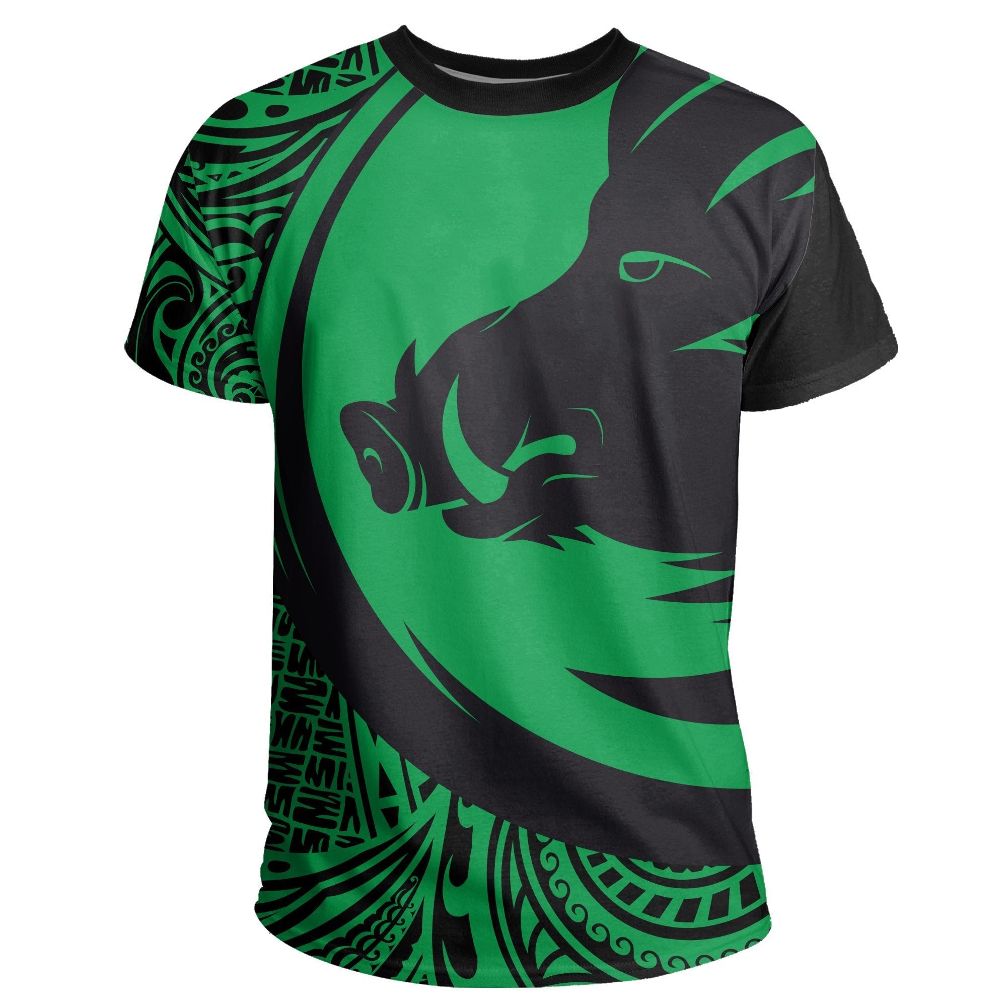 Vanuatu T shirt - Tribal Boar's Tusk - Green - Vibe Hoodie Shop