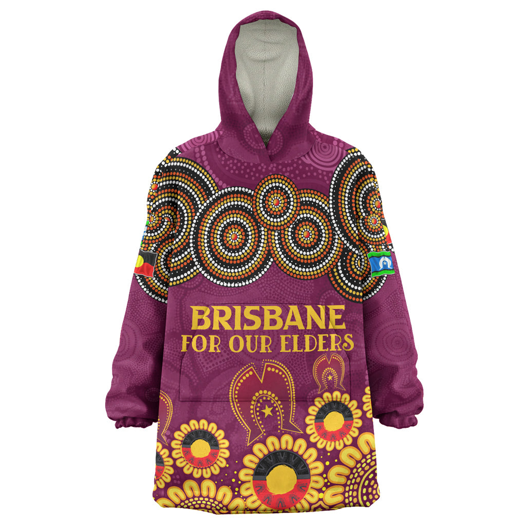 Australia Brisbane City Naidoc Wearable Blanket Hoodie - Custom Brisbane City For Our Elders Wearable Blanket Hoodie - Vibe Hoodie Shop