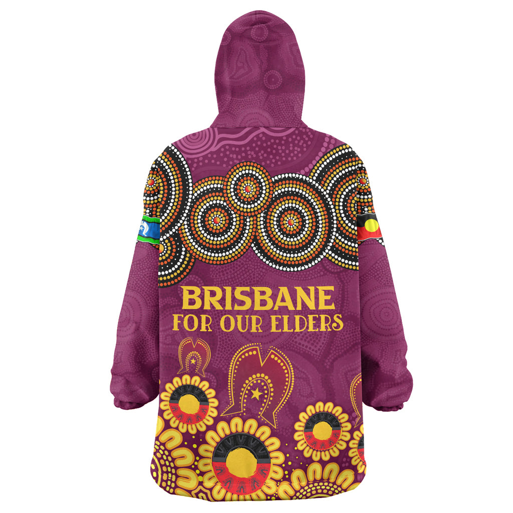 Australia Brisbane City Naidoc Wearable Blanket Hoodie - Custom Brisbane City For Our Elders Wearable Blanket Hoodie - Vibe Hoodie Shop