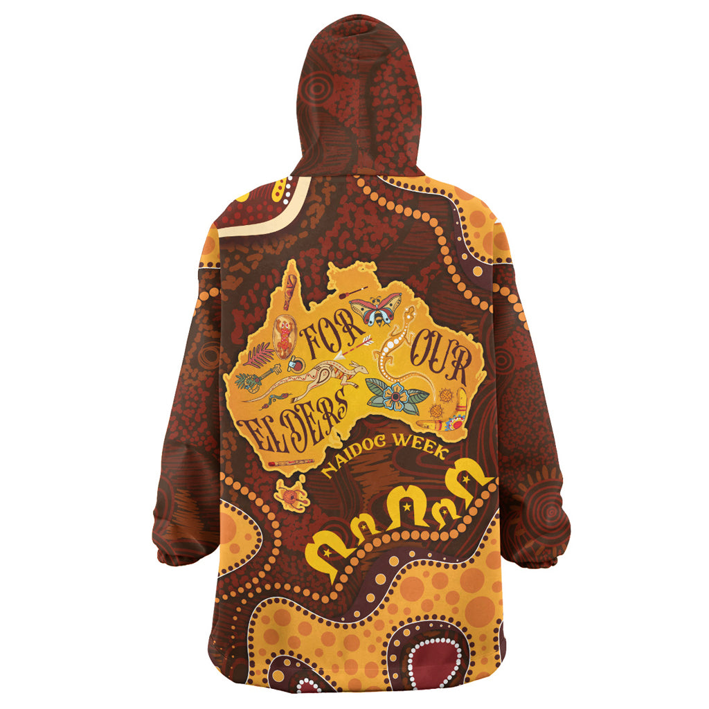 Australia Naidoc Week Wearable Blanket Hoodie - Custom For Our Elders Naidoc Quotes Aboriginal Inspired Land Wearable Blanket Hoodie - Vibe Hoodie Shop