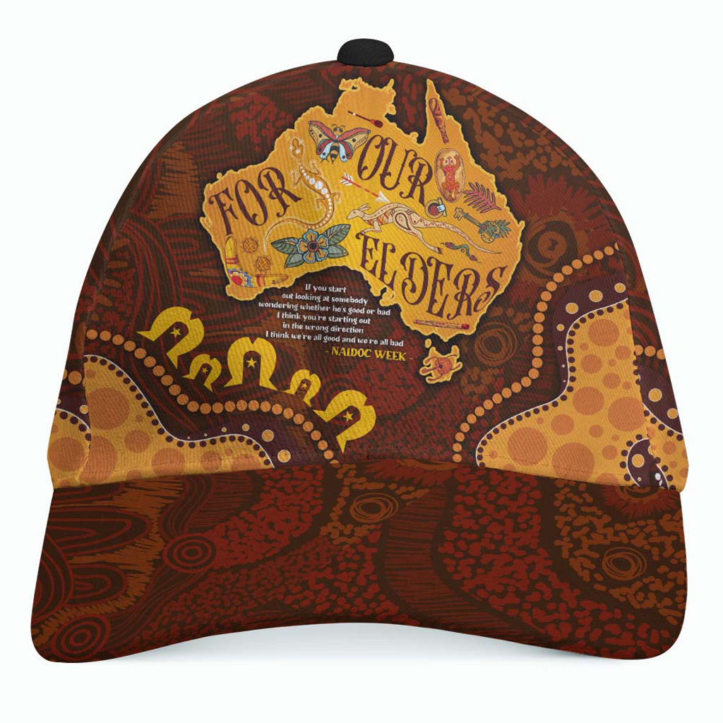 Australia Naidoc Week Cap - For Our Elders Naidoc Quotes Aboriginal Inspired Land Cap - Vibe Hoodie Shop