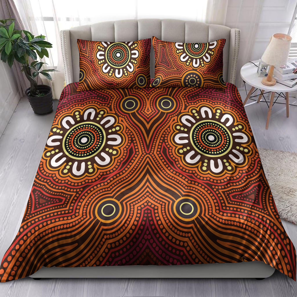 Australia Aboriginal Inspired Bedding Set - Aboriginal Connection Concept Artwork Brown Color - Vibe Hoodie Shop