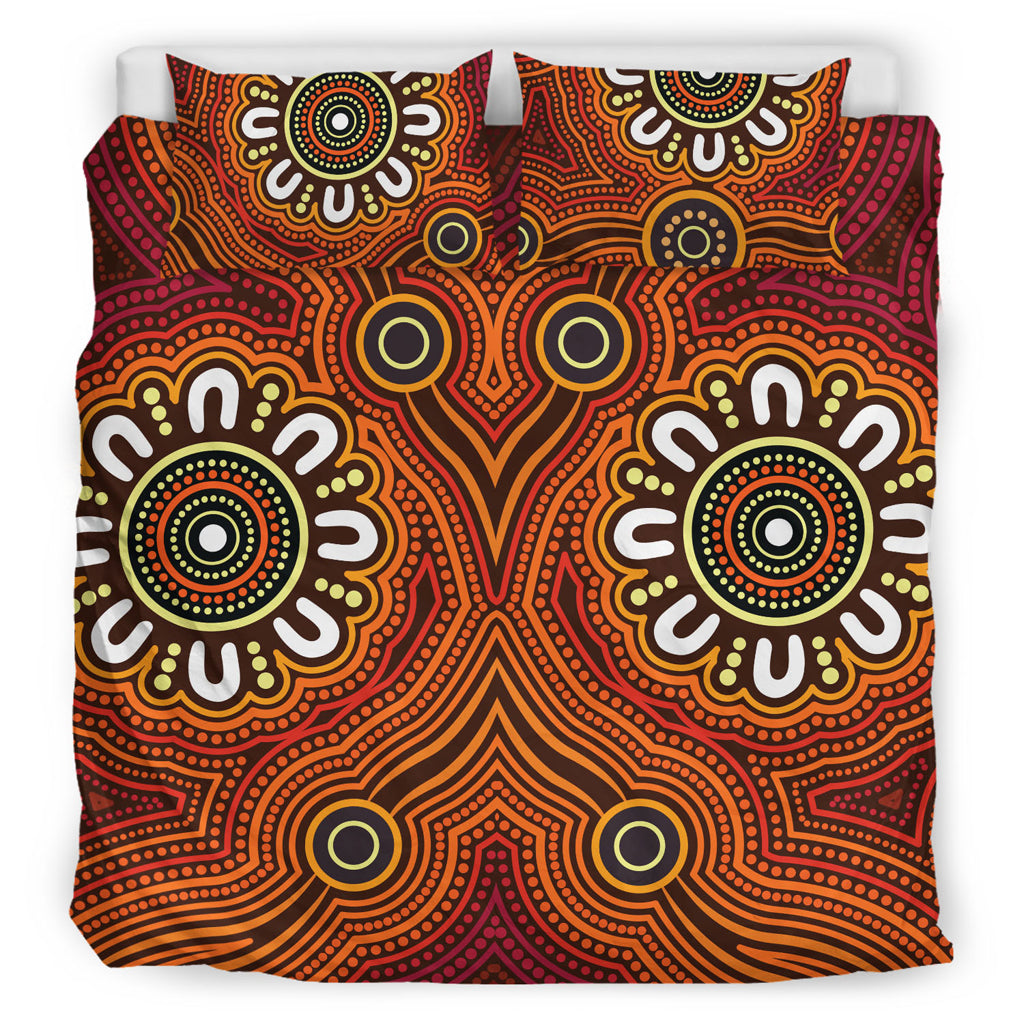 Australia Aboriginal Inspired Bedding Set - Aboriginal Connection Concept Artwork Brown Color - Vibe Hoodie Shop