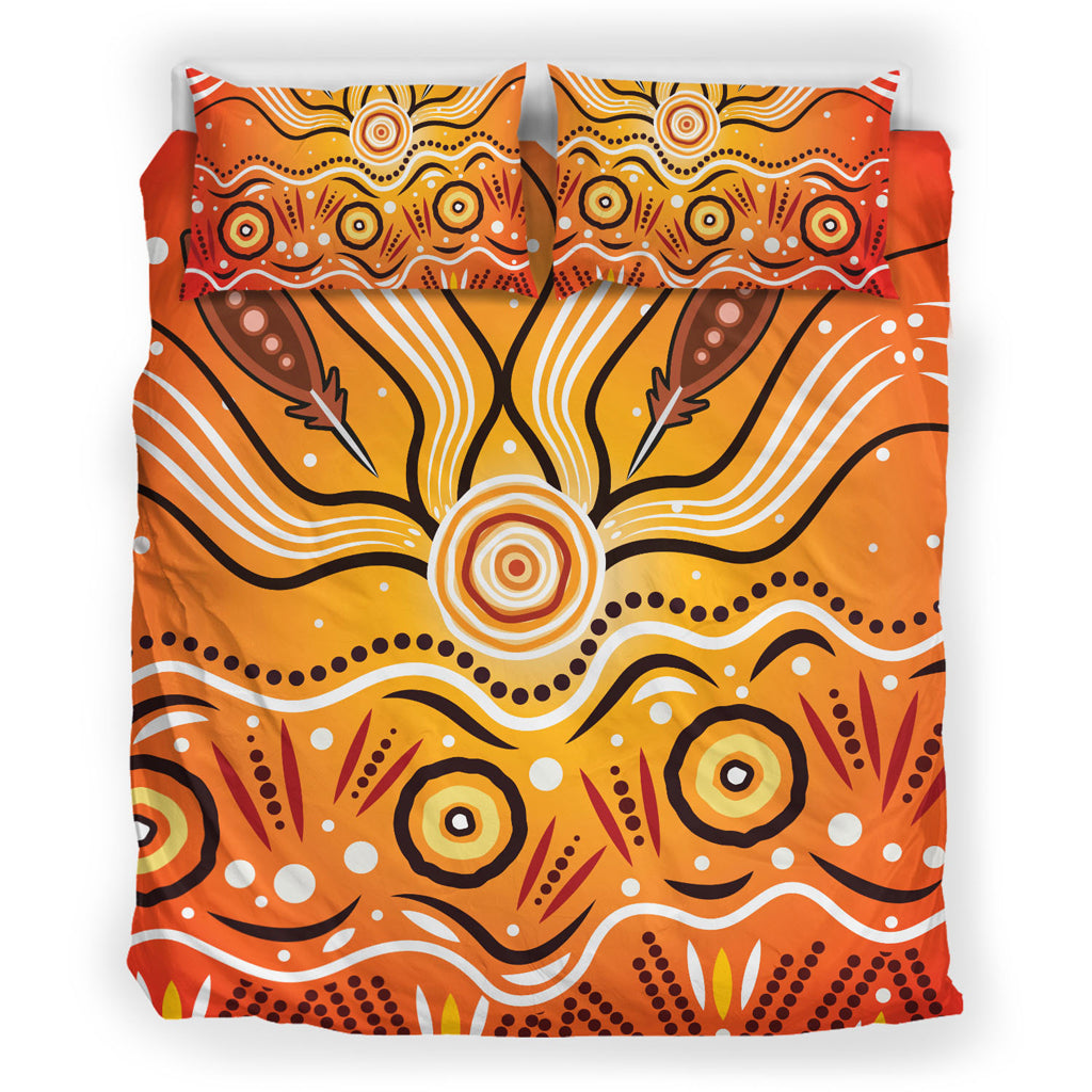 Australia Aboriginal Inspired Bedding Set - Aboriginal Connection Concept Artwork 02 - Vibe Hoodie Shop