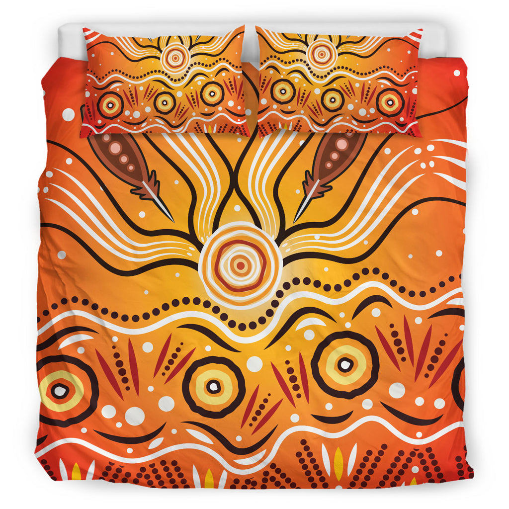 Australia Aboriginal Inspired Bedding Set - Aboriginal Connection Concept Artwork 02 - Vibe Hoodie Shop