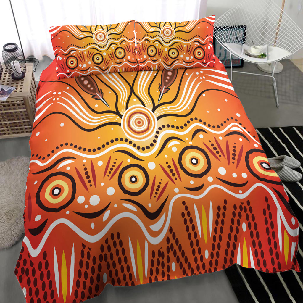 Australia Aboriginal Inspired Bedding Set - Aboriginal Connection Concept Artwork 02 - Vibe Hoodie Shop