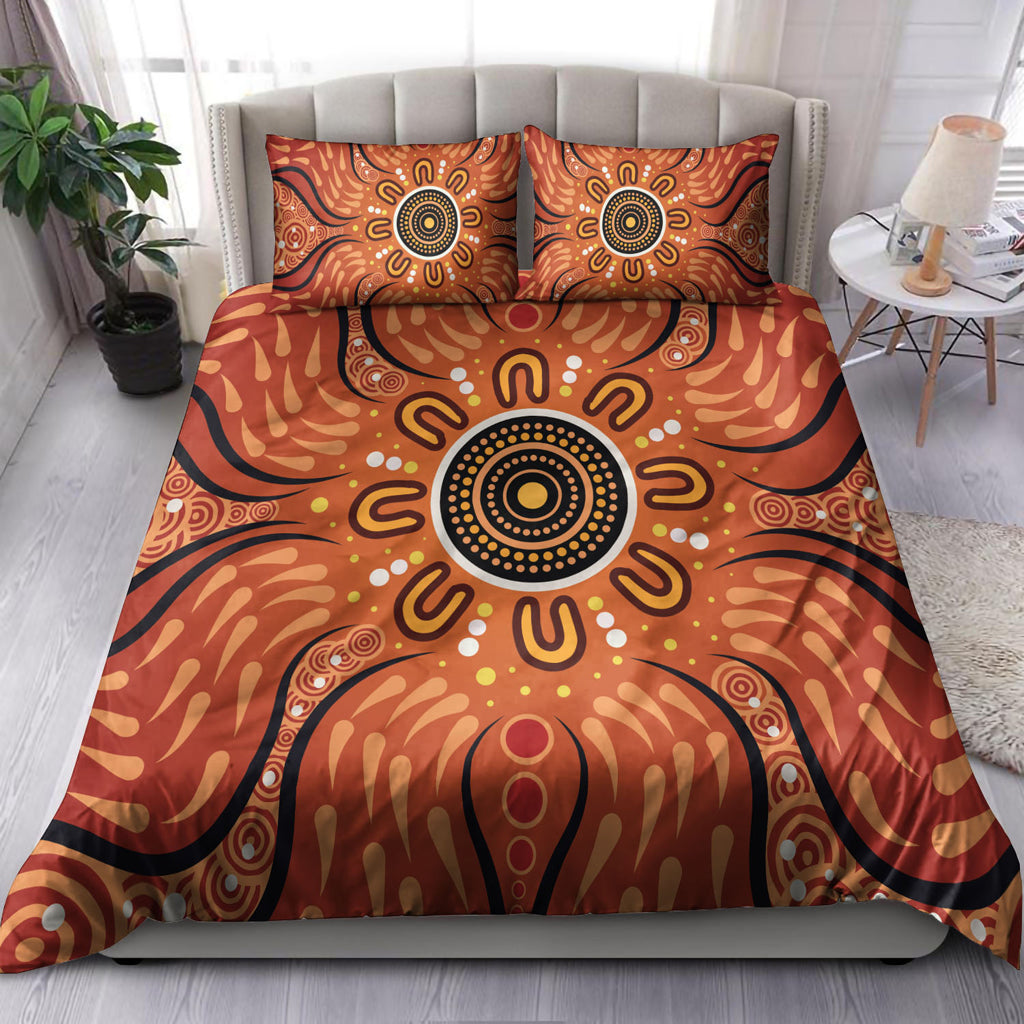 Australia Aboriginal Inspired Bedding Set - Aboriginal Connection Concept Artwork Green Color - Vibe Hoodie Shop