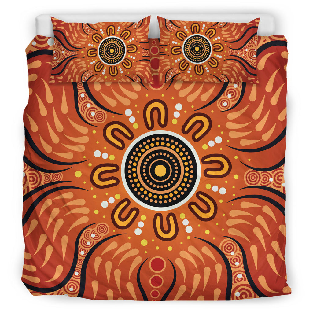 Australia Aboriginal Inspired Bedding Set - Aboriginal Connection Concept Artwork Green Color - Vibe Hoodie Shop