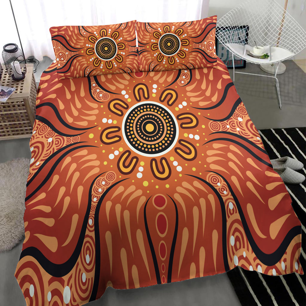Australia Aboriginal Inspired Bedding Set - Aboriginal Connection Concept Artwork Green Color - Vibe Hoodie Shop