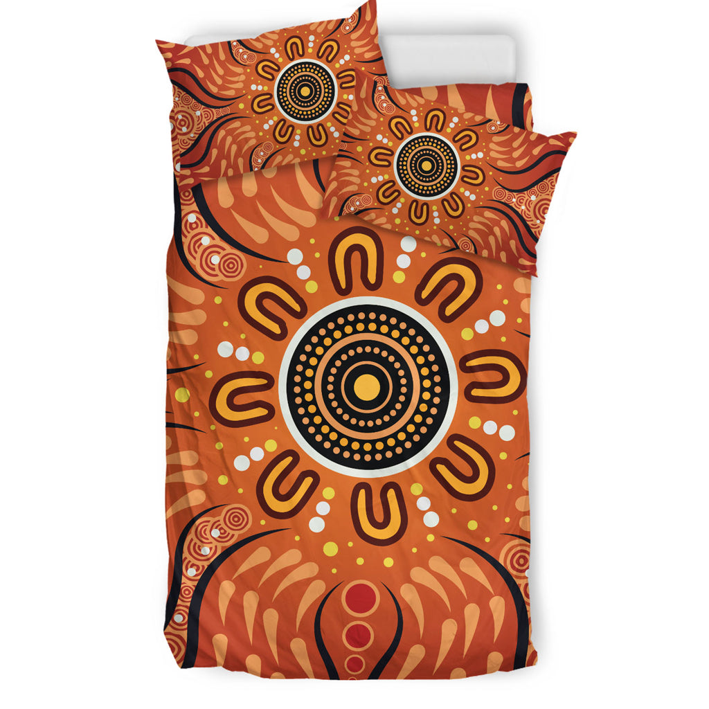 Australia Aboriginal Inspired Bedding Set - Aboriginal Connection Concept Artwork Green Color - Vibe Hoodie Shop