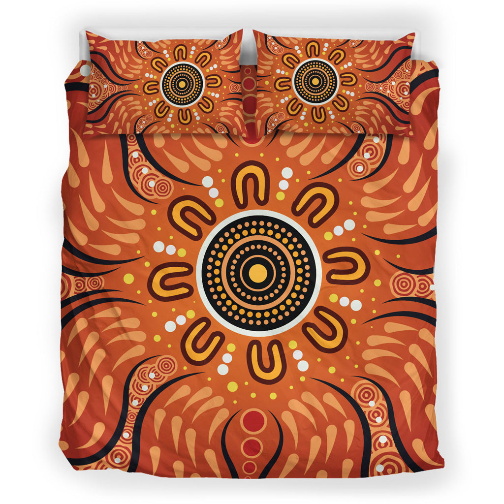 Australia Aboriginal Inspired Bedding Set - Aboriginal Connection Concept Artwork Green Color - Vibe Hoodie Shop