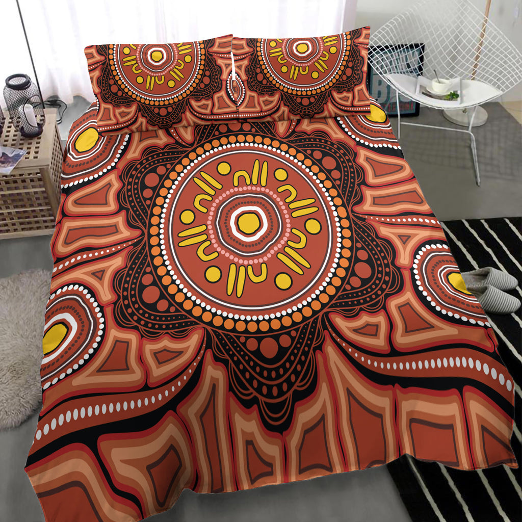 Australia Aboriginal Inspired Bedding Set - Aboriginal Connection Concept Artwork 05 - Vibe Hoodie Shop