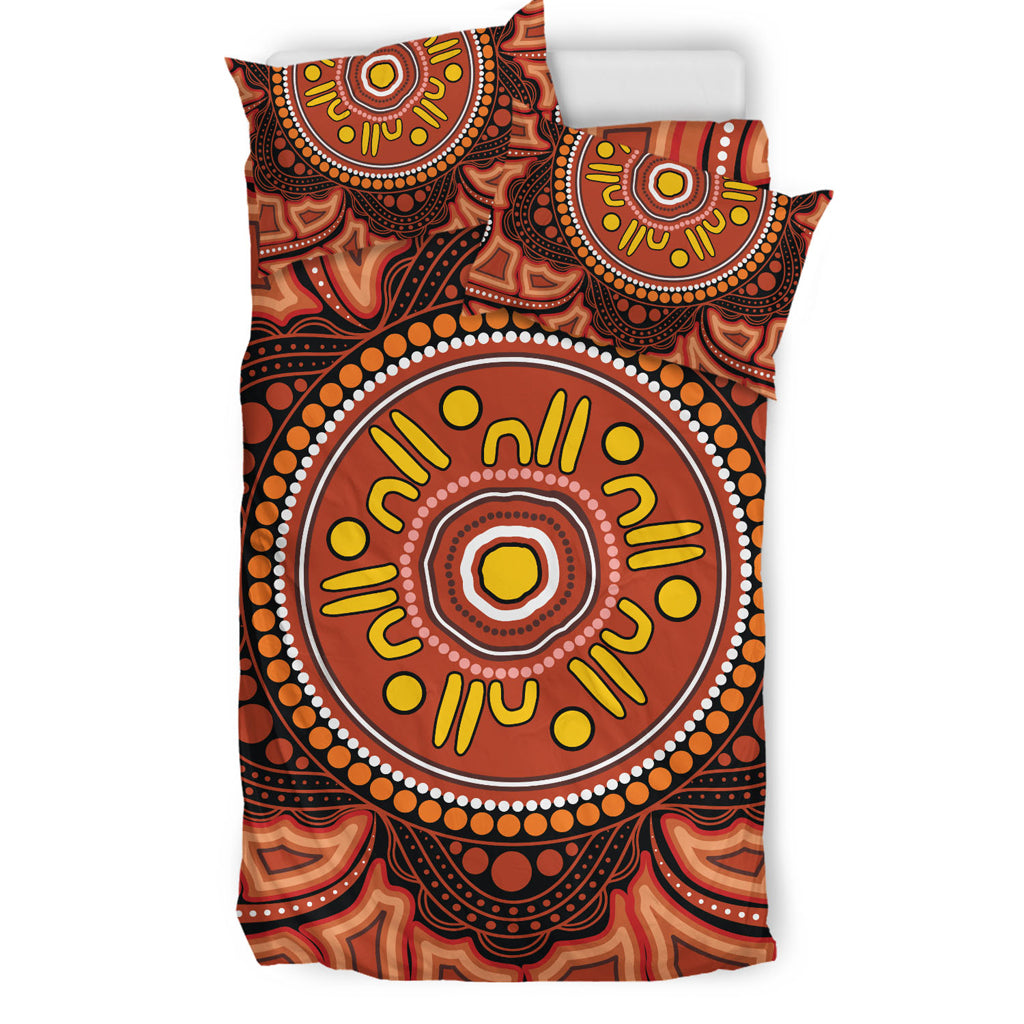 Australia Aboriginal Inspired Bedding Set - Aboriginal Connection Concept Artwork 05 - Vibe Hoodie Shop