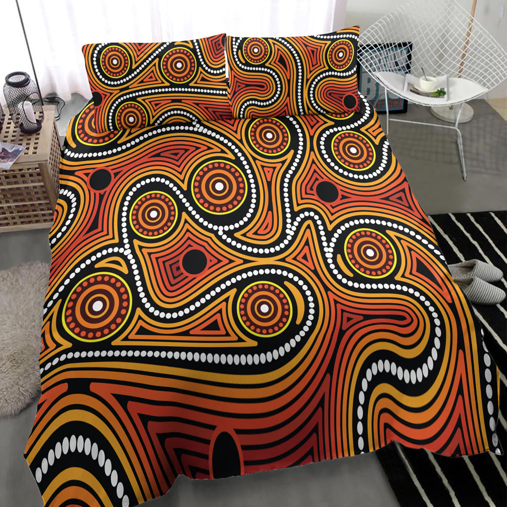 Australia Aboriginal Inspired Bedding Set - Aboriginal Connection Concept Artwork 06 - Vibe Hoodie Shop