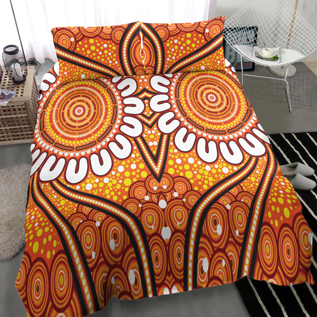 Australia Aboriginal Inspired Bedding Set - Aboriginal Connection Concept Artwork 07 - Vibe Hoodie Shop