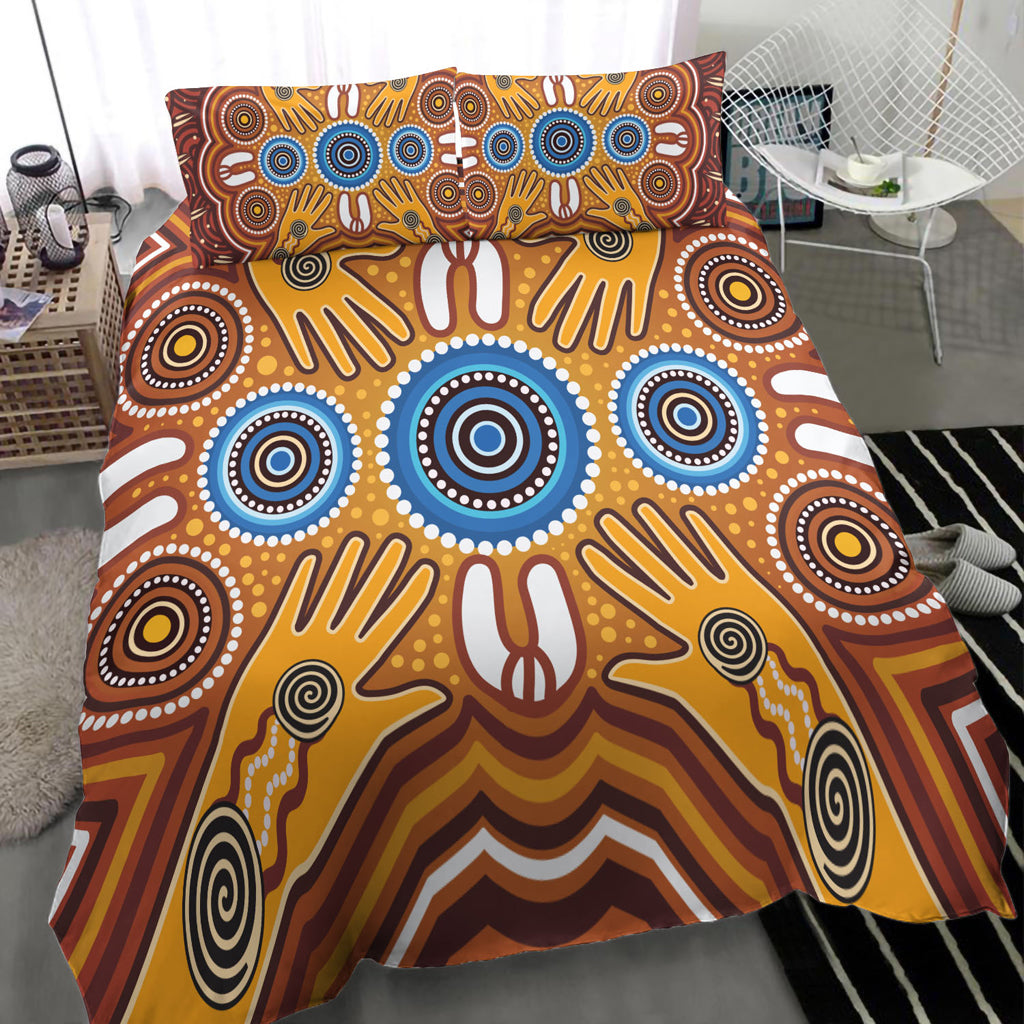 Australia Aboriginal Inspired Bedding Set - Aboriginal Connection Concept Artwork 08 - Vibe Hoodie Shop