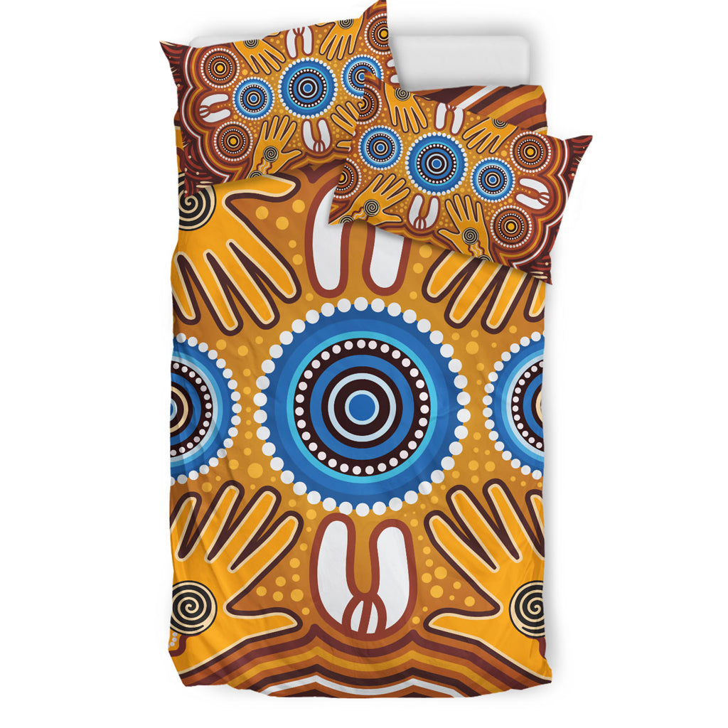 Australia Aboriginal Inspired Bedding Set - Aboriginal Connection Concept Artwork 08 - Vibe Hoodie Shop