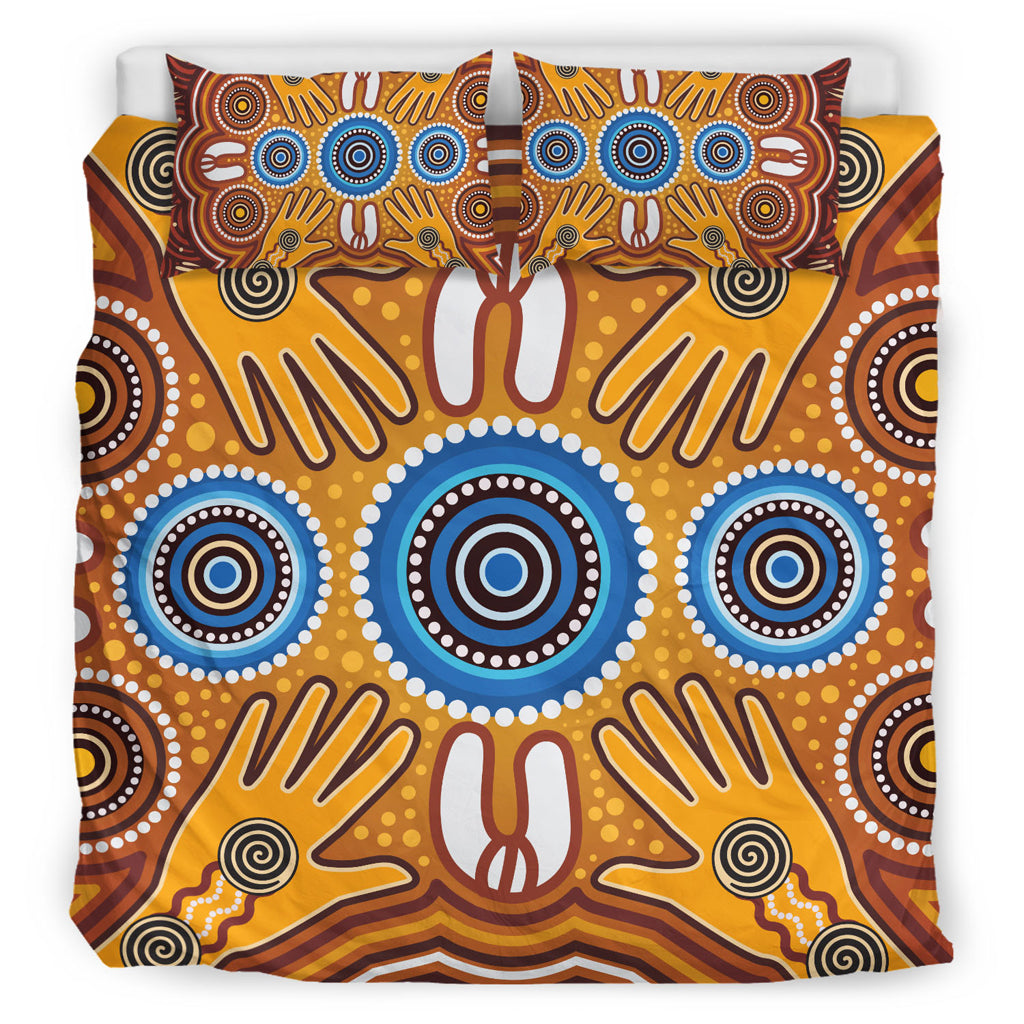 Australia Aboriginal Inspired Bedding Set - Aboriginal Connection Concept Artwork 08 - Vibe Hoodie Shop