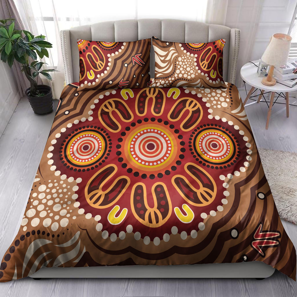 Australia Aboriginal Inspired Bedding Set - Aboriginal Connection Concept Artwork 09 - Vibe Hoodie Shop
