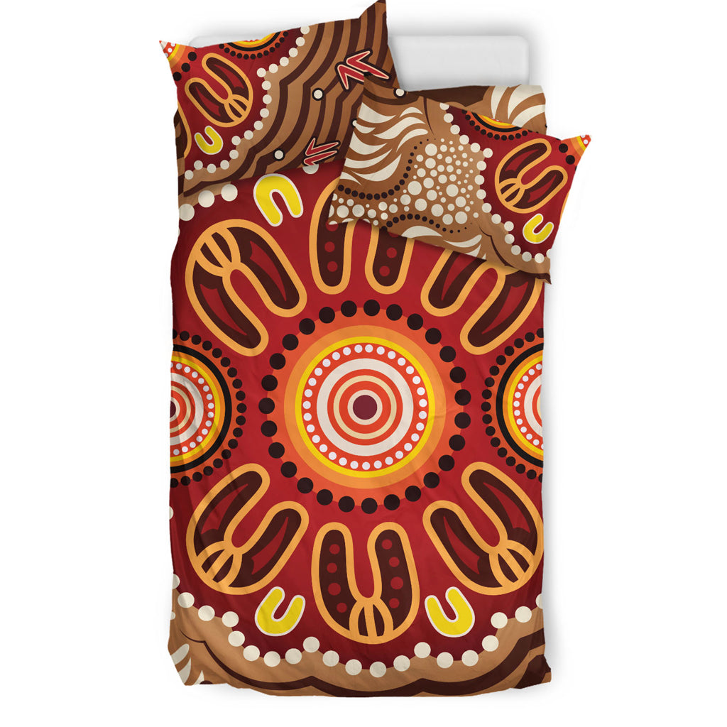 Australia Aboriginal Inspired Bedding Set - Aboriginal Connection Concept Artwork 09 - Vibe Hoodie Shop