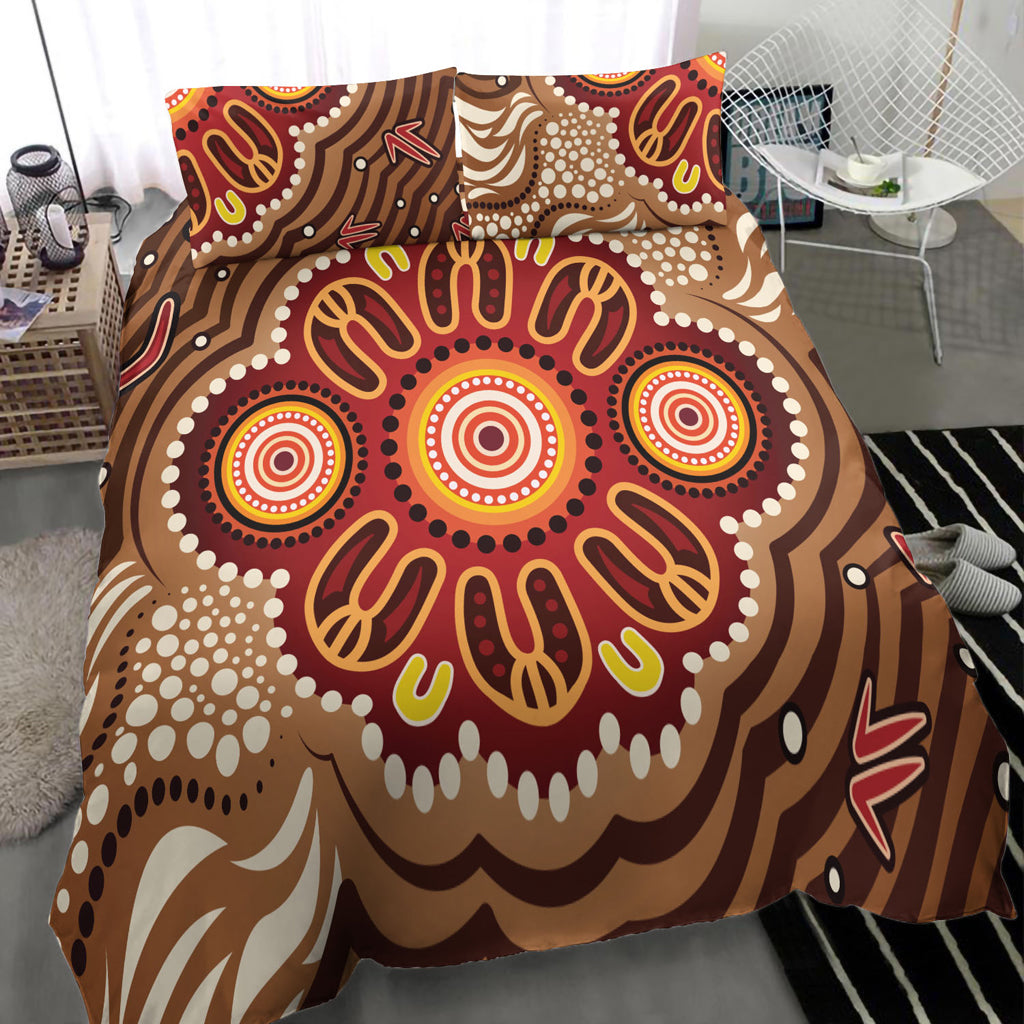 Australia Aboriginal Inspired Bedding Set - Aboriginal Connection Concept Artwork 09 - Vibe Hoodie Shop