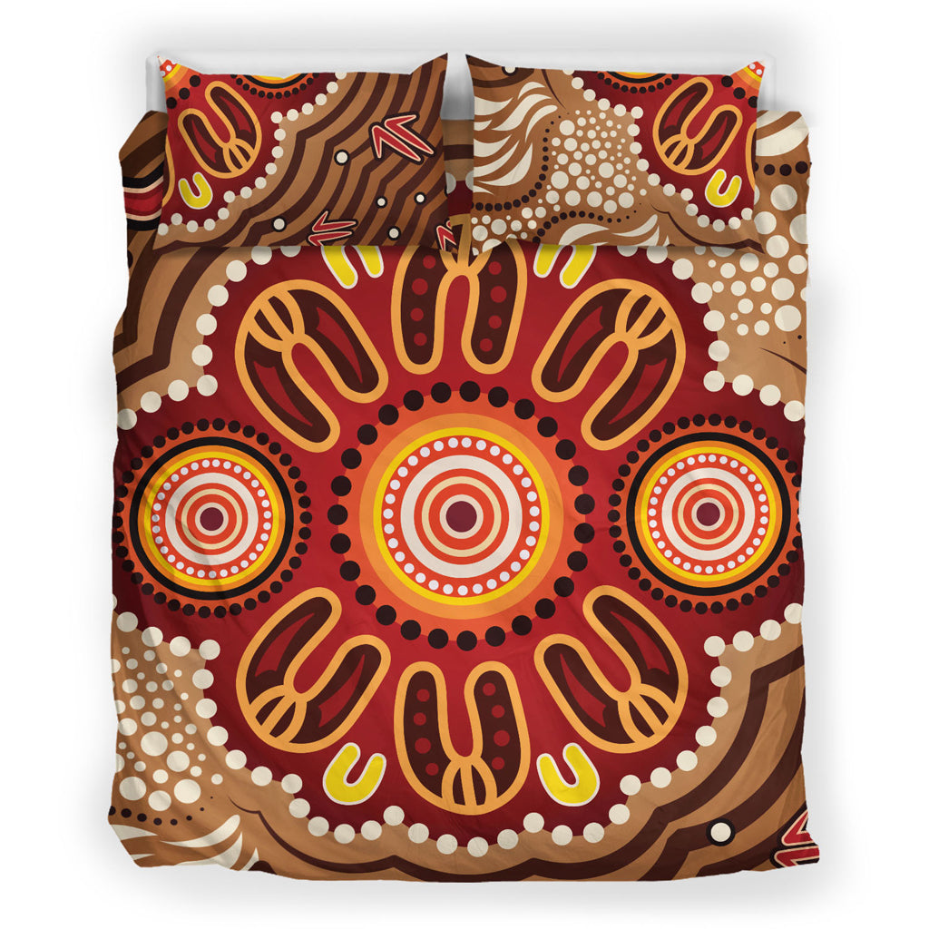 Australia Aboriginal Inspired Bedding Set - Aboriginal Connection Concept Artwork 09 - Vibe Hoodie Shop