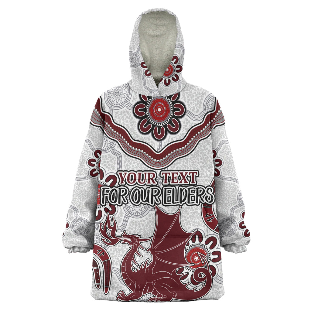 Australia Illawarra and St George Naidoc Wearable Blanket Hoodie - Custom For Our Elders Boomerangs White Wearable Blanket Hoodie - Vibe Hoodie Shop