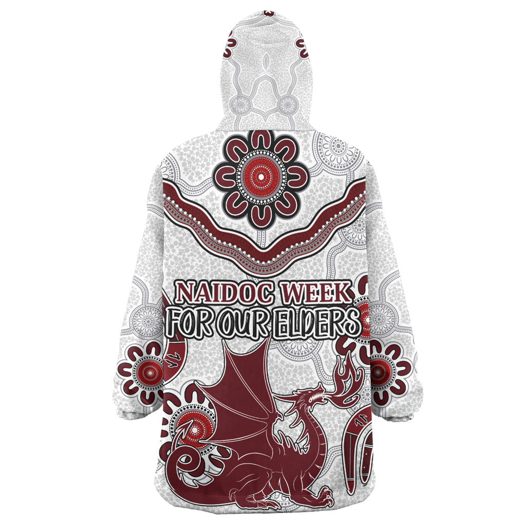 Australia Illawarra and St George Naidoc Wearable Blanket Hoodie - Custom For Our Elders Boomerangs White Wearable Blanket Hoodie - Vibe Hoodie Shop