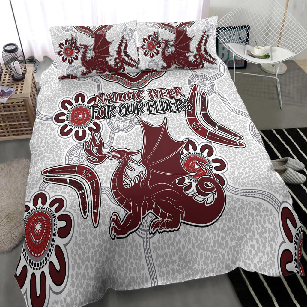 Australia Illawarra and St George Naidoc Bedding Set - Custom For Our Elders Boomerangs White Bedding Set - Vibe Hoodie Shop