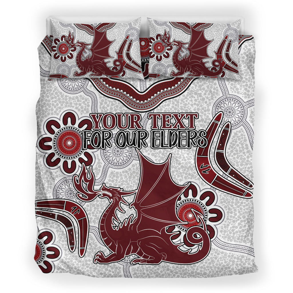 Australia Illawarra and St George Naidoc Bedding Set - Custom For Our Elders Boomerangs White Bedding Set - Vibe Hoodie Shop